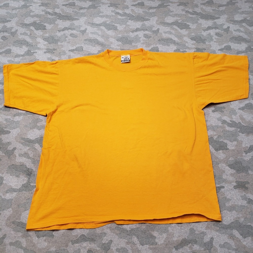 Vintage Lee‎ Shirt Mens Large Yellow Blank Heavyweight Sturdy Tees Short Sleeve